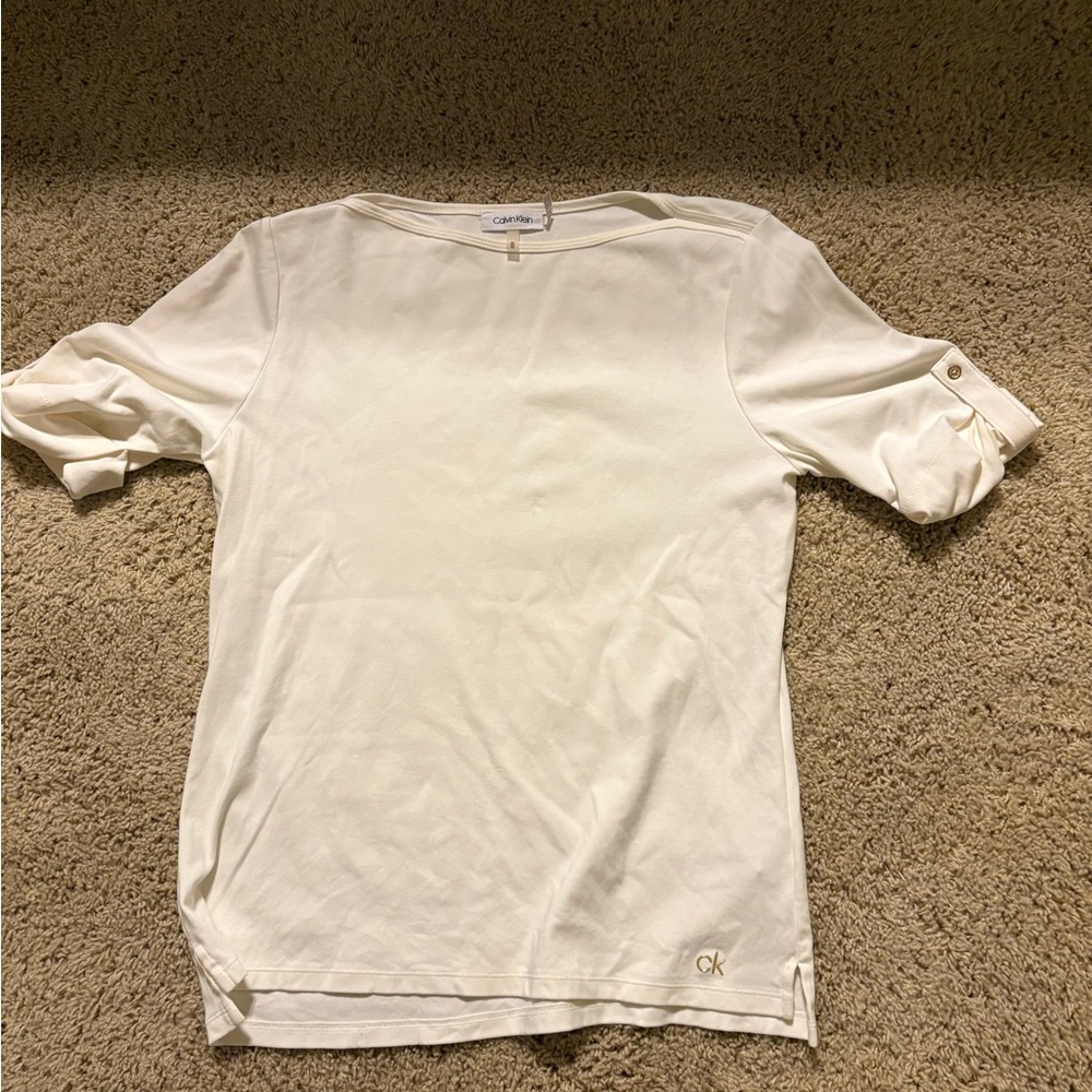 Calvin Klein Cream Crew Neck Top